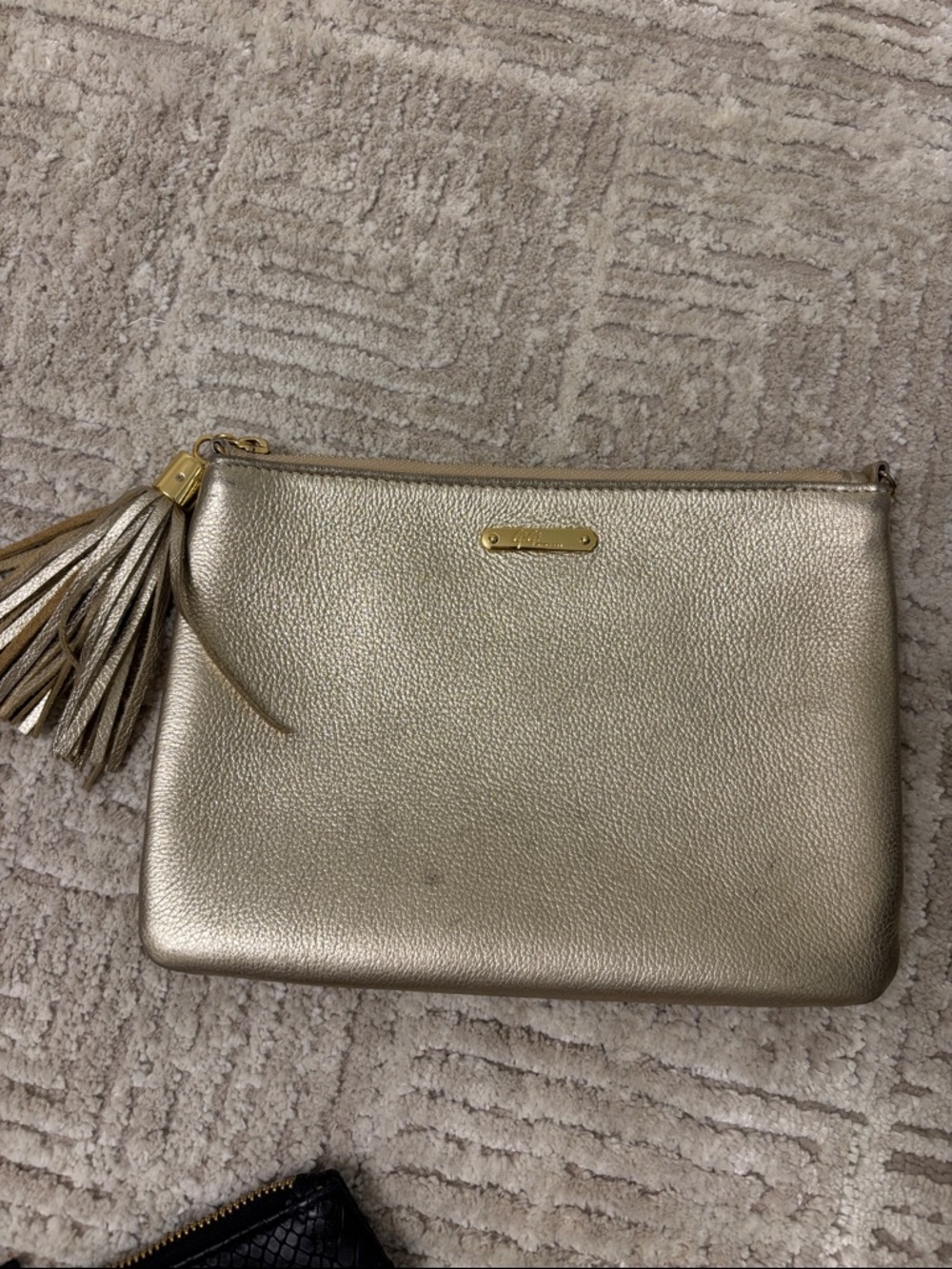 GiGi New York Metallic Gold Tassel Clutch Wristlet
